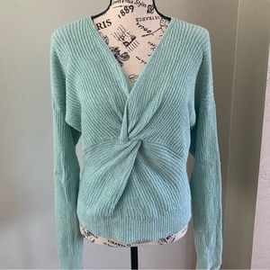 Express V neck knotted front sweater Size M